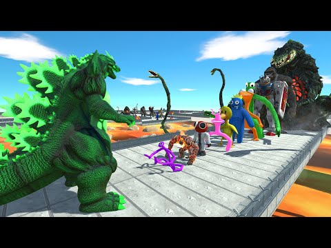 Super Godzilla Green vs Rainbow Friends LAVA DEATH RUN - Animal Revolt Battle Simulator