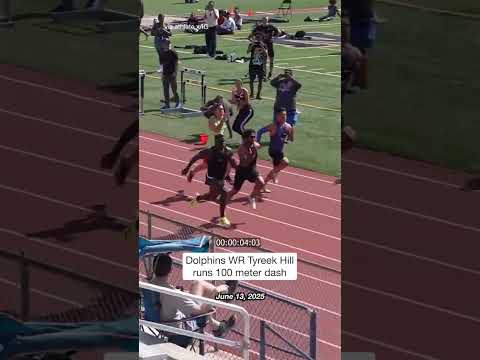 Tyreek Hill runs the 100M sprint in the prelim at the Grand Athletics Last Chance Sprint Series.