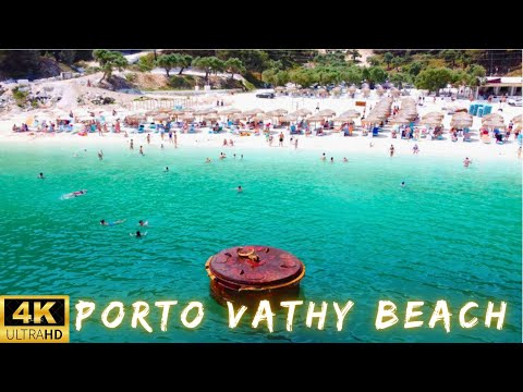 Porto Vathy Beach Thassos 4K Drone Video