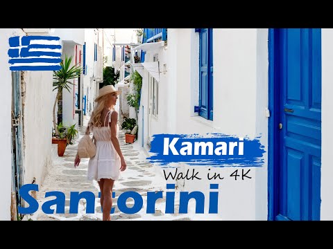 KAMARI WALK, Santorini Greece 2022 - Greek Music & Amazing Views in 4K❗
