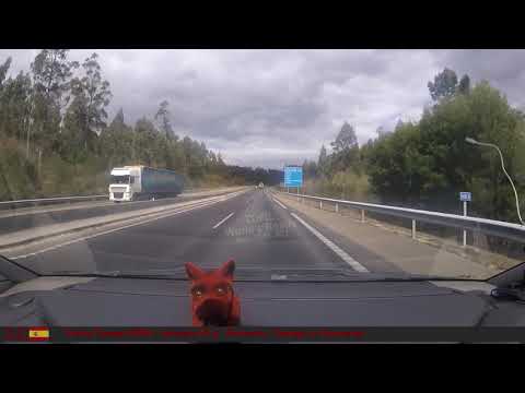 649 Driving in SPAIN Autopista AP-9 - Pontevedra - Santiago de Compostela