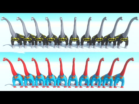 BATMAN VS SUPERMAN BRACHIOSAURUS DEATH RUN - Animal Revolt Battle Simulator
