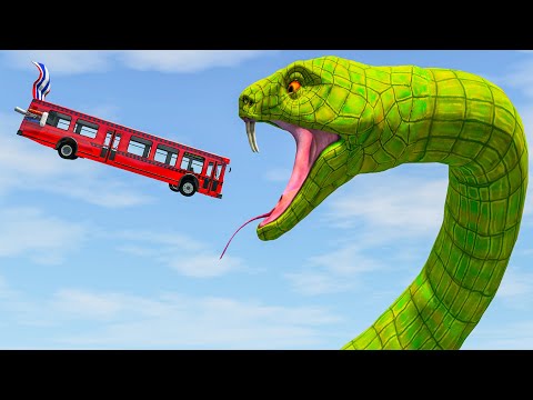 Giant Snake Car Crashes - BeamNG Drive | WATCH T7