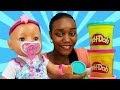 Where is Baby Annabell doll? The baby doll pretend to play with Play Doh toys for kids. Dolls videos