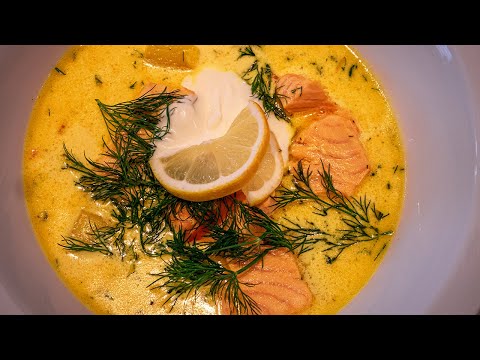 Fisksoppa med lax, saffran & lime cream fraîches