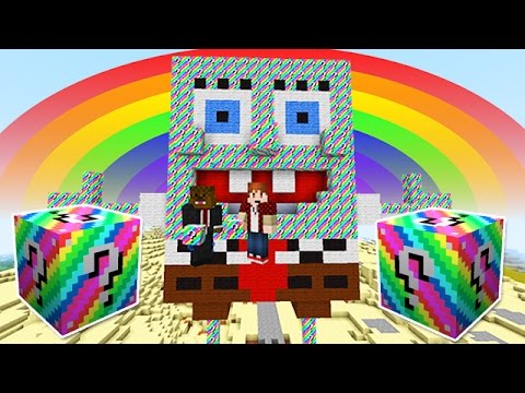 LUCKY RAINBOW BLOCKS SPONGEBOB BIKINI BOTTOM MOD CHALLENGE - MINECRAFT MODDED MINI-GAME!
