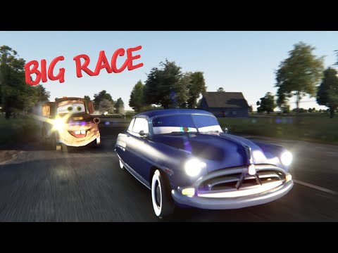 Tow Mater Doc Hudson and Sarge race around FARM Marshlands Assetto Corsa Mods