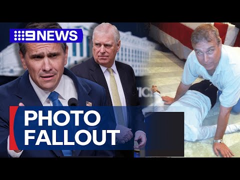 Shocking newly-released photos of former prince Andrew in latest Epstein files | 9 News Australia