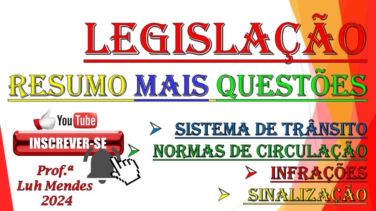 RESUMO E QUESTÕES  legislação mais cobradas VÁLIDO PARA TODO BRASIL #detran #teorico #simulador #1k