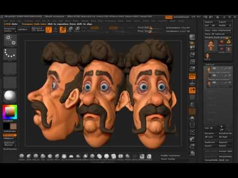 zDoodle timelapse head: sculpting and polypainting in zBrush 4R2