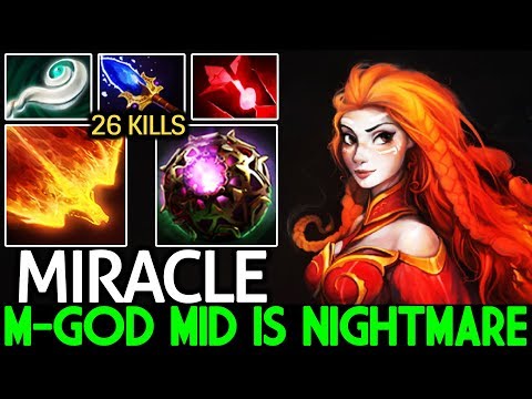 Miracle- [Lina] M-God Mid is Nightmare 26 Kills Cancer Game 7.21 Dota 2