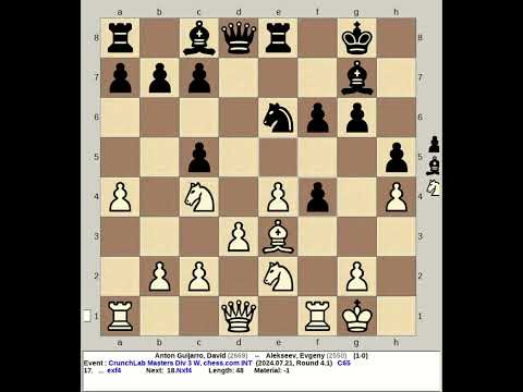 Anton Guijarro, David vs Alekseev, Evgeny | CrunchLab Masters Div 3 W 2024, chess com INT R4 1