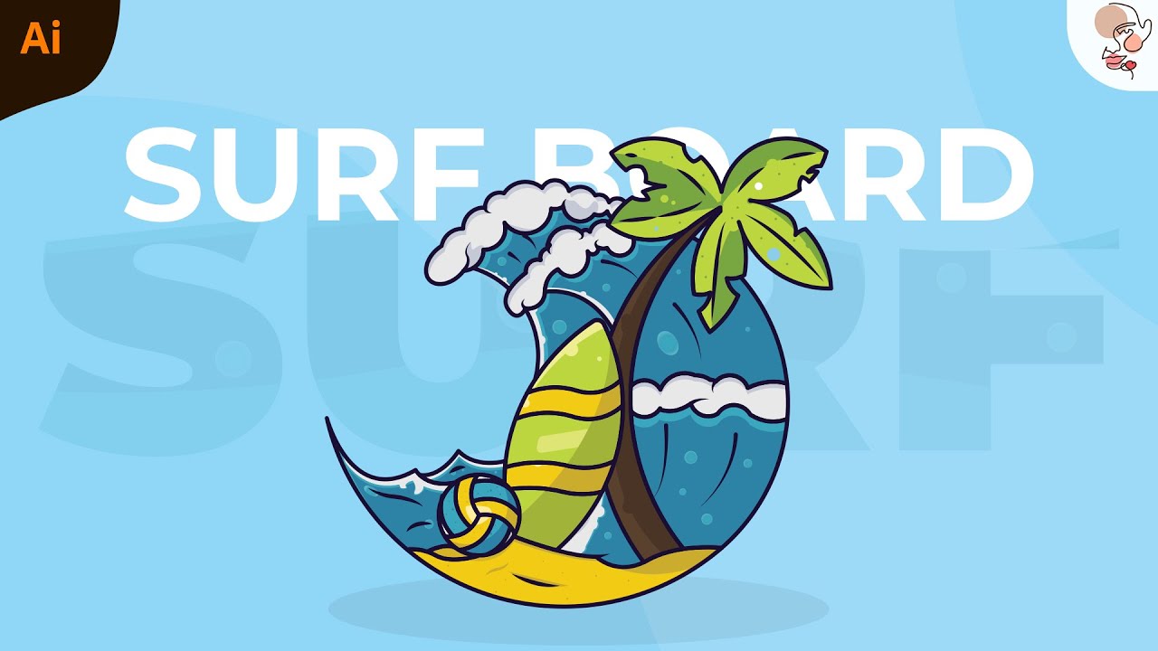 How To Create a Surf Board Illustration in Adobe Illustrator | Tutorial