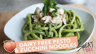 Creamy Dairy Free Pesto & Zucchini Noodles Recipe! // Sweat With Bec
