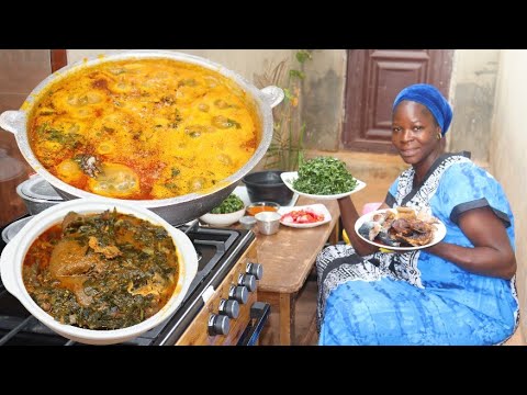 LUNCH TIME !! COOKING THE MOST DELICIOUS NIGERIAN VEGETABLE SOUP RECIPE + AMALA !! AFRICAN FOOD...