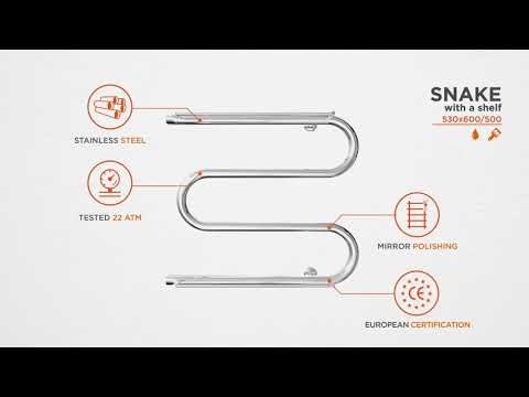 Водяной полотенцесушитель Mario Змейка ∅30 1.1.3101.05.P (4820111350599, 530x600, хром/сатин/белый глянец/черный матовый/золото/бронза, с полкой)