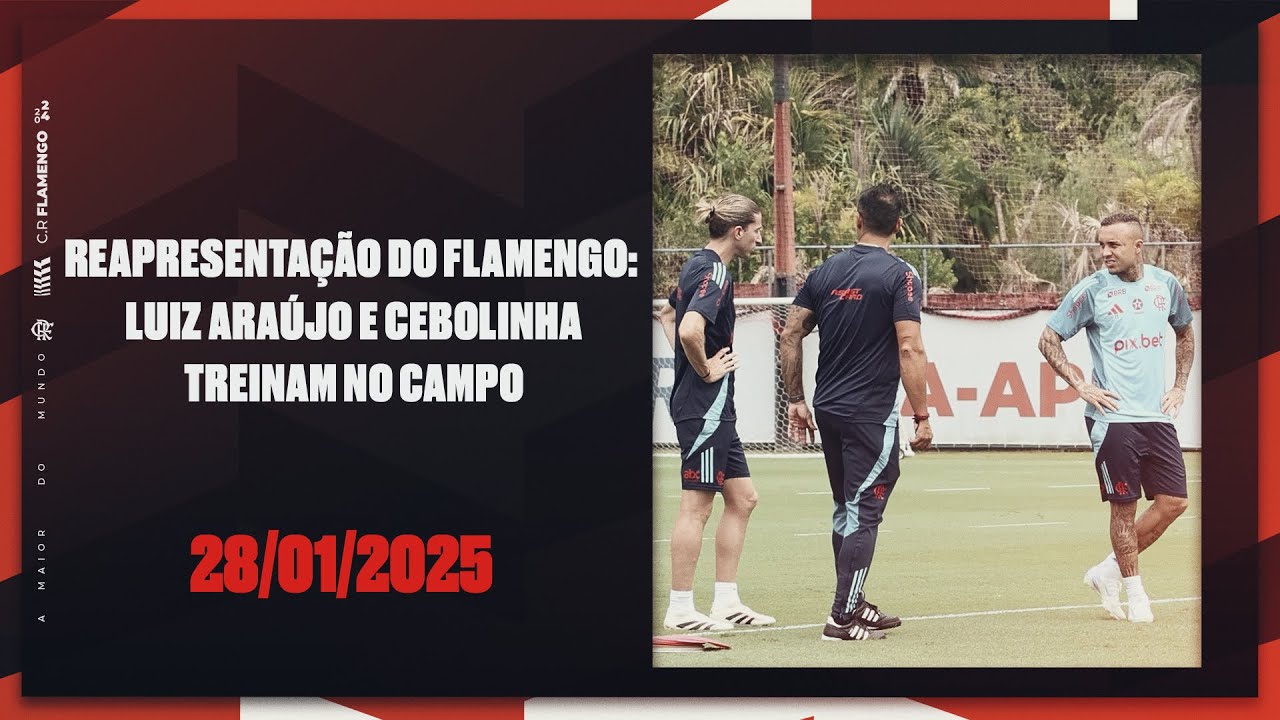 Reapresentação do Flamengo: Luiz Araújo e Cebolinha treinam no campo