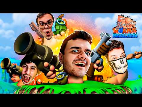 VALE TUDO NESSA GUERRA DE MINHOCAS (ATÉ DEDADA NO...) - Worms Revolution