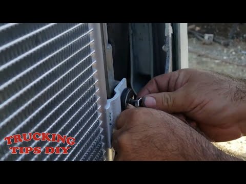 How to remove and replace AC condenser and charge freon on  Freightliner cascadia semi truck