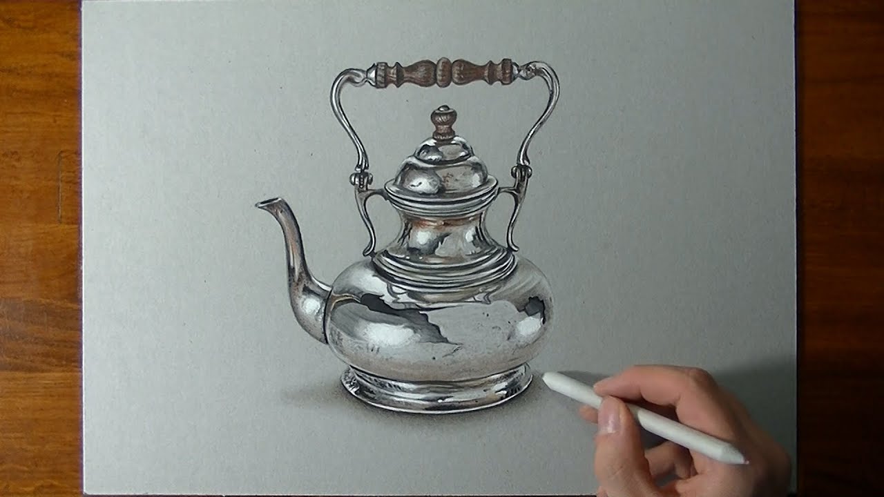 Realistic teapot - Drawing video tutorial by Marcello Barenghi