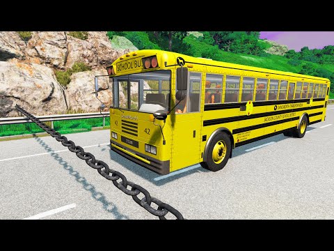 Cars vs Chain – Chained Cars vs Bollards #3 – BeamNG.Drive