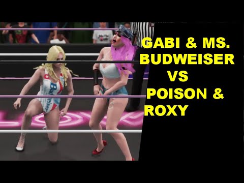 GLOW 1985 Gabi & Ms. Budweiser vs Poison & Roxy - Tag Teams