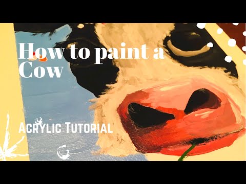 How to paint A COW | Holstein Cow | EASY Acrylic Painting Tutorial
