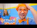 Blippi Learns Circus Tricks Indoor Trampoline Hula Hoops Blippi Moonbug Kids Fun Zone