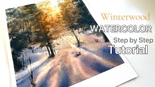 Painting a Magical Winter Forest Sunset | Watercolor Tutorial