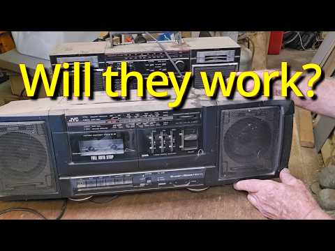 Testing 80s Era Boomboxes & Unboxing Old Trophies! Storage Shed Clean-out Part 159