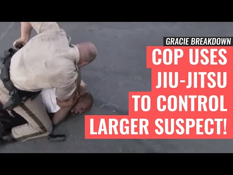 Las Vegas POLICE Officer Uses JIU-JITSU to Control Larger Suspect (Gracie Breakdown)