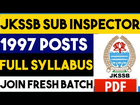 Jkssb Sub Inspector Syllabus || Full Details || Subjects,Topics,Weightage @Career Success