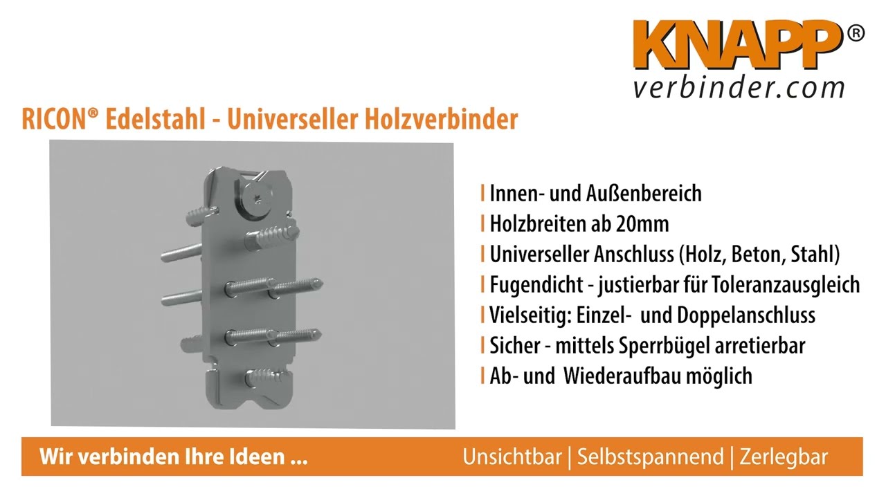 LIGNA Produkt 2023: RICON® Edelstahl Holzverbinder in A2 (KNAPP VERBINDER)