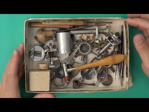 A Box of Vintage Watchmaking Tools and Parts from G & J Watch Repair