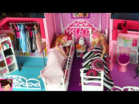 Barbie House Morning Routine Princess Bedroom Frozen 2 Queen Elsa & Anna - Barbie Car , Doll Dress