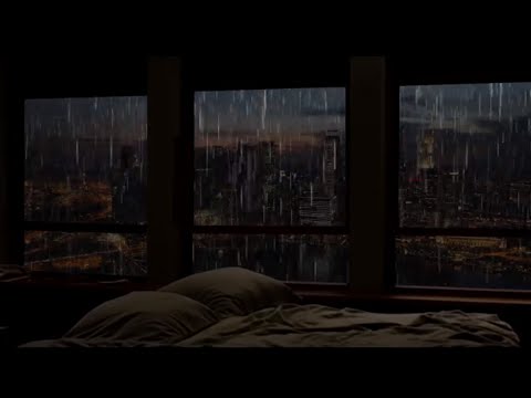 Sleep within 5 minutes | Rain pouring down the window of New York - The sound of rain lulls sleep