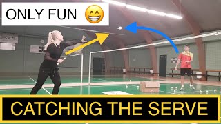 BADMINTON TRICKSHOT #11 - CATCHING THE SERVE