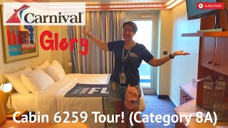 Carnival Glory Balcony Cabin 6259 Tour - Category 8A Balcony Cabin Deck 6