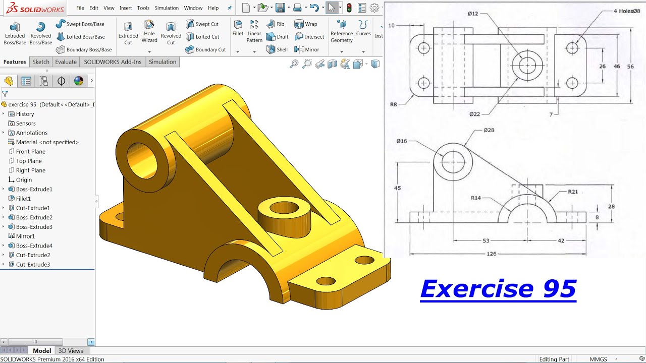 SolidWorks Tutorial for Beginners exercise 95
