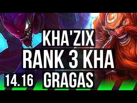 KHA'ZIX vs GRAGAS (JGL) | Rank 3 Kha, 14/2/7, Legendary | EUW Challenger | 14.16