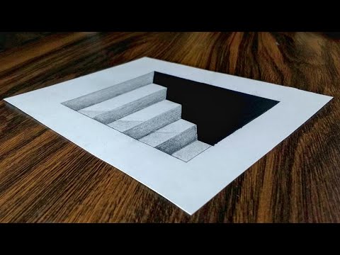 Easy 3D Steps in a Hole - Trick Art Drawing on Paper