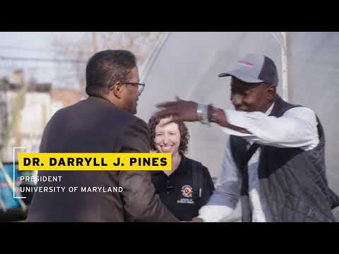 President Pines meets Farmer Chippy and Dr. Rachel Rosenberg Goldstein in the AgriHood