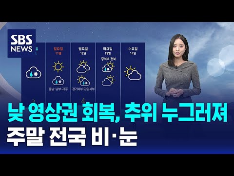 [날씨] 낮 영상권 회복, 추위 누그러져…주말 전국 비·눈 / SBS