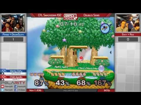 CFL Smackdown 102 Melee - Drunksloth + Pengie vs Ridz + Envy - Doubles Winners Semis