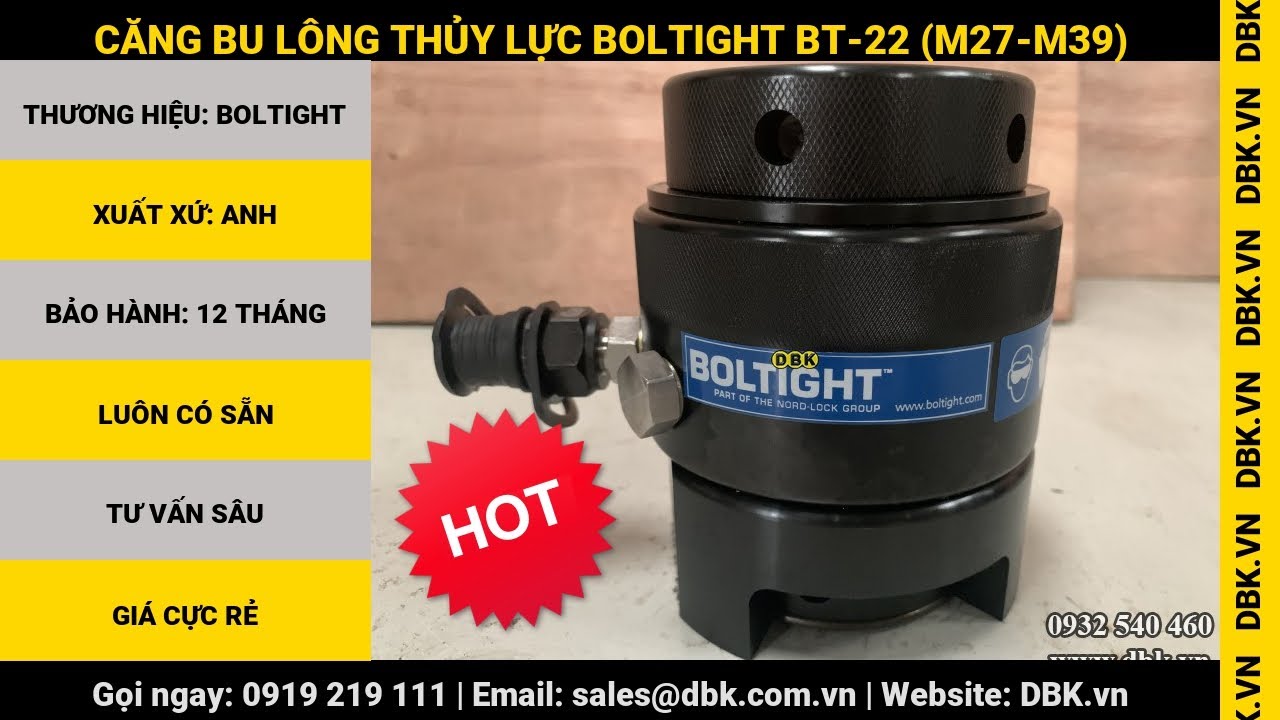 Video Căng bu lông thủy lực BOLTIGHT BT-22 (M27-M39) - Căng bu lông thủy lực BOLTIGHT BT-22 (M27-M39)