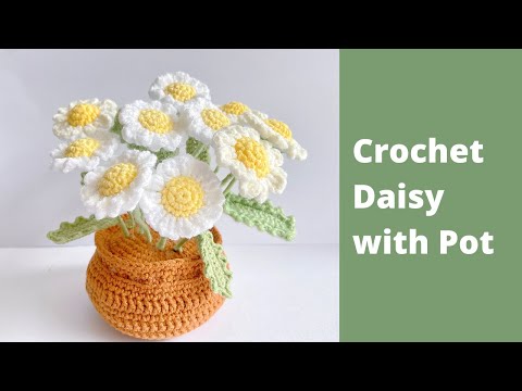 ✿ Crochet Daisy in a Pot | Crochet Daisy Flower Tutorial