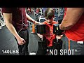 16 YEAR OLD dumbell presses 140LBS! *INSANE* (NO SPOT)