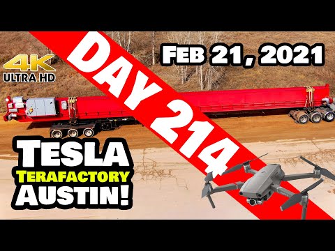 Tesla Gigafactory Austin 4K  Day 214 - 2/21/21 - Terafactory TX - GIGA TEXAS BRIDGE CRANE BEAM DAY!
