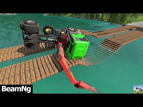 BeamNG Drive - UntitledCars vs 2 Log Bridges and Deep Water