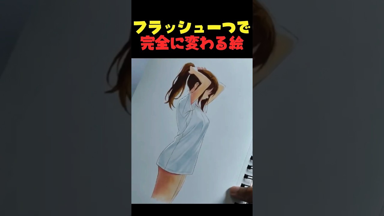 【神技】普通の絵がフラッシュで別世界に...裏に何もないのにどうやって？種明かし